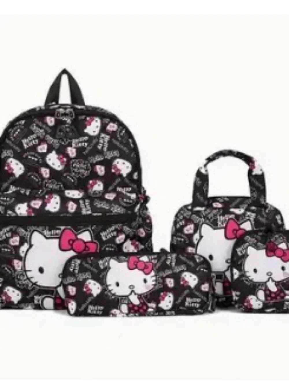 Hello Kitty Black and Pink Kids Backpack with Character Print